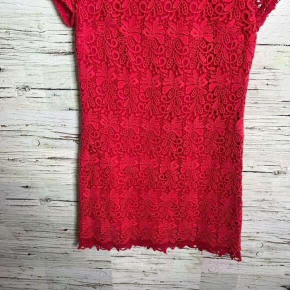 Club Monaco Red Sheath Midi Dress lace size 00 - Picture 2 of 7